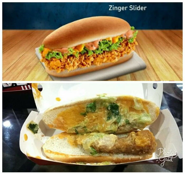 Food Ads vs Reality chicken sandwich