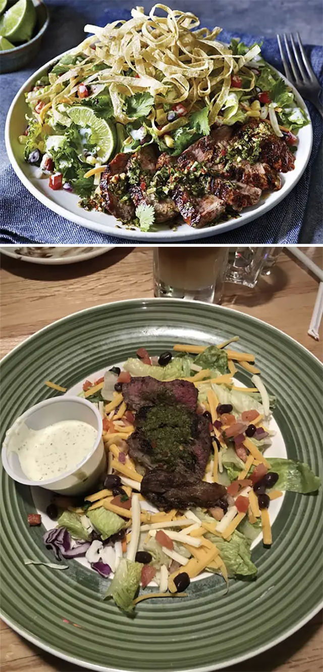 Food Ads vs Reality This steak salad looks nothing like it's advertised