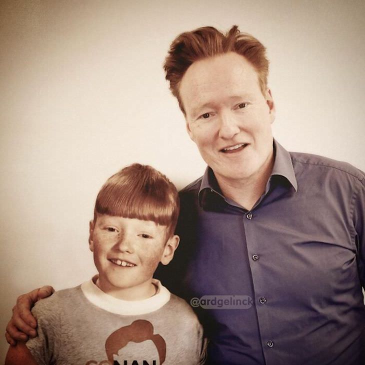 Celebrities Side by Side With Their Younger Selves, Conan O'Brien