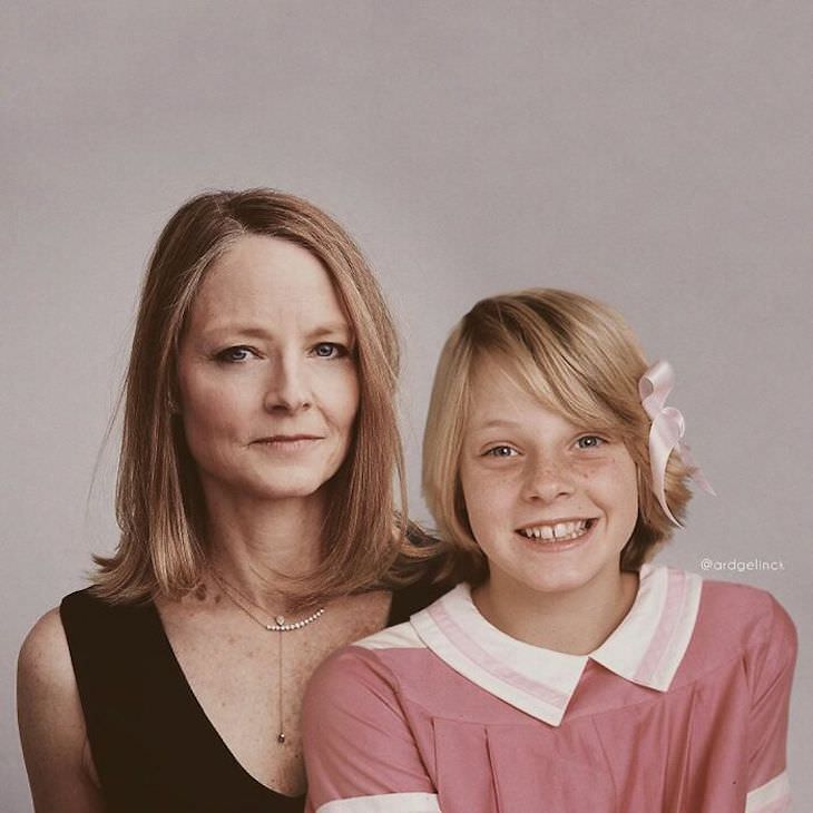 Celebrities Side by Side With Their Younger Selves, Jodie Foster