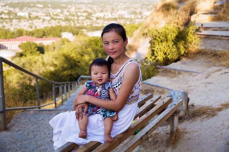 The Beauty of Motherhood in 18 Different Cultures Mother and son, Osh, Kyrgyzstan