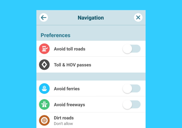 Useful Waze Features driving preferences