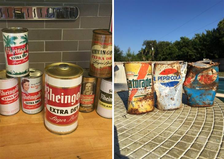 Shocking Items Unearthed During Home Renovations, vintage cans