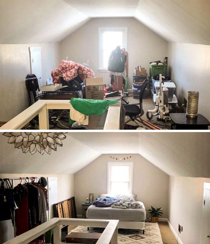 Before and After Decluttering Pics, storage room