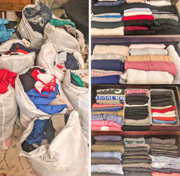 Before and After Decluttering Pics, clothes 