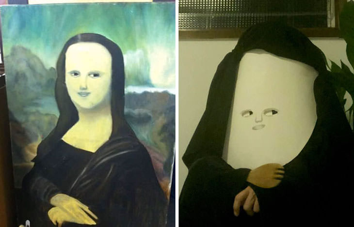 18 Hilarious Recreation of Bad Charity Shop Art, Mona Lisa