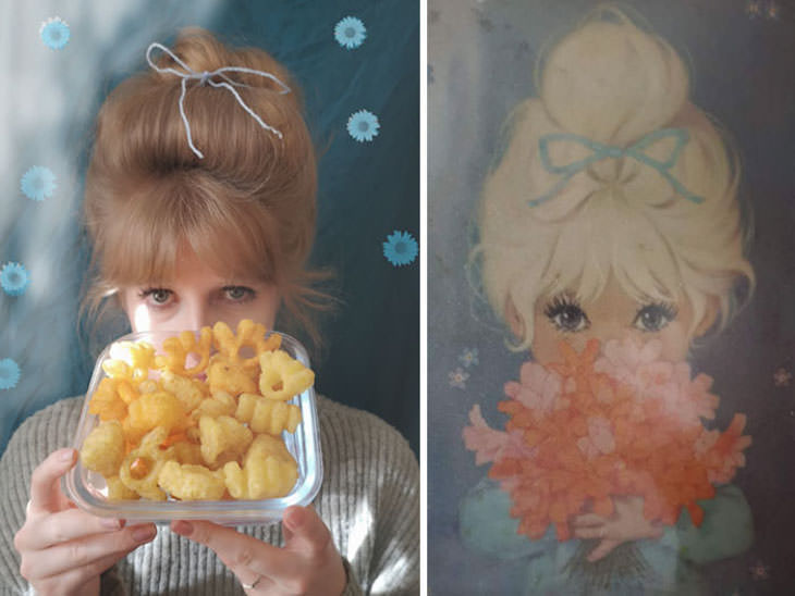 18 Hilarious Recreation of Bad Charity Shop Art, girl with bouquet
