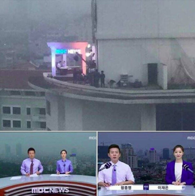 Poignant Photos This Korean news program is the only one that doesn't use an artificial city backdrop