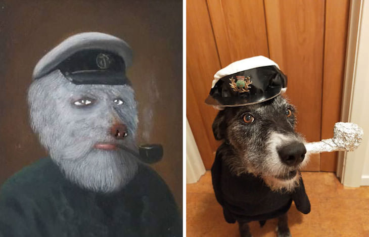 18 Hilarious Recreation of Bad Charity Shop Art, dog with pipe