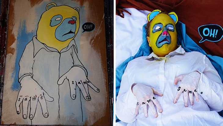 18 Hilarious Recreation of Bad Charity Shop Art, yellow bear