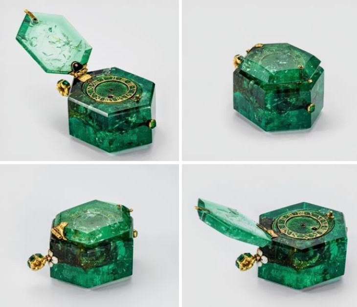 Odd Vintage Tech Inventions This 350-year-old pocket watch may not be particularly practical today, but the very fact that it's carved from a single Colombian emerald makes it an art piece