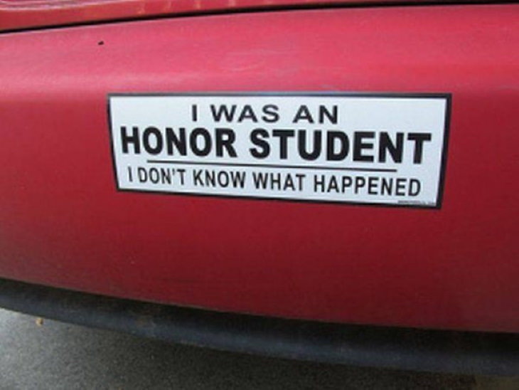 Funny Bumper Stickers honor student