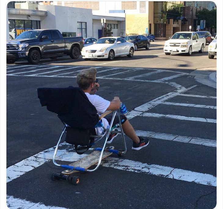 DIY Tricks,  lawn chair to an electric skateboard 