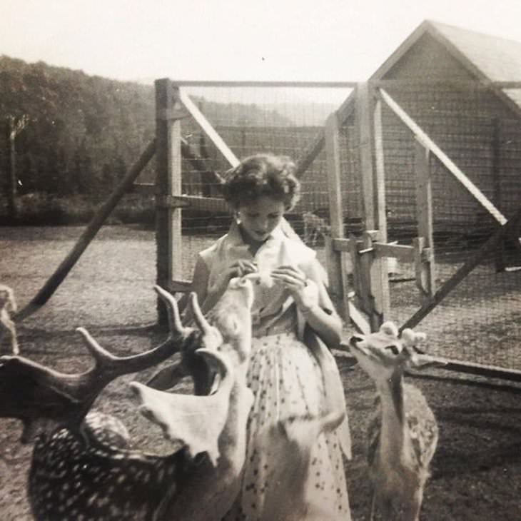 11 Nostalgic Photos of Stylish Past Generations, woman with deer 1955