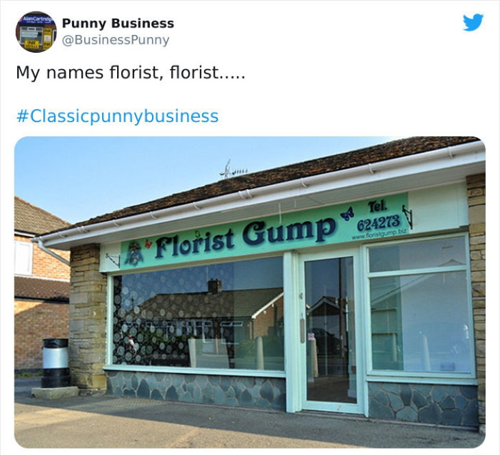British shop names with puns florist gump
