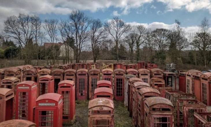 19 Images of Unusual Sights Around the World, A telephone booth cemetery on the outskirts of London