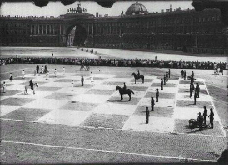 Historical Photos A game of human chess in Leningrad (now St Petersburg, Russia; c. 1924)