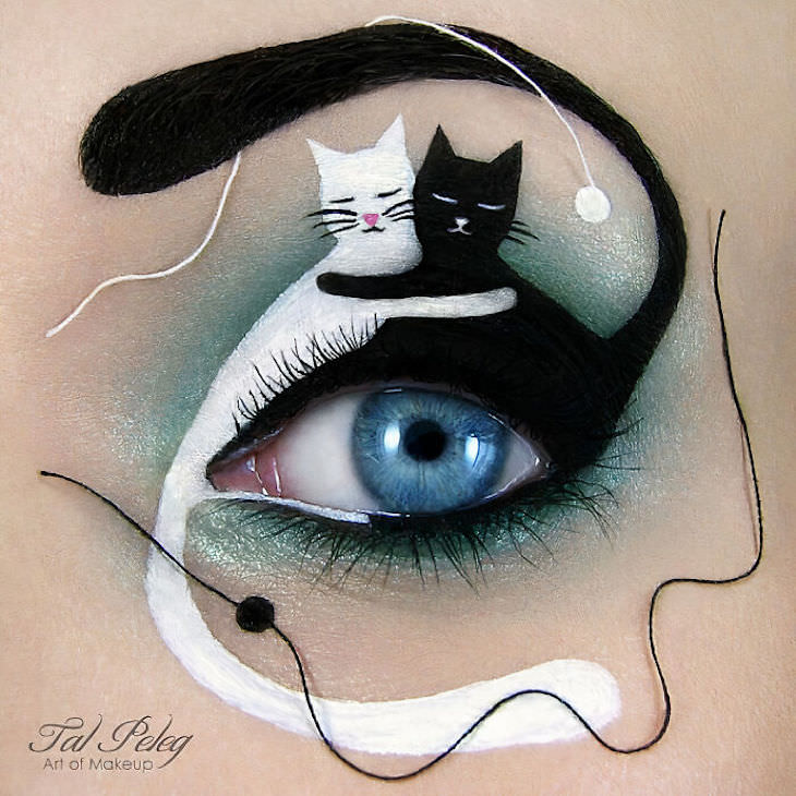Incredible Makeup Artist Uses Eyelids As Canvas, hugging cats