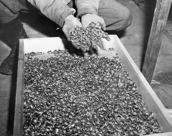 Historical Photos Wedding bands that were removed from holocaust victims before they were executed