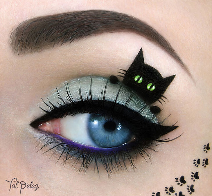 Incredible Makeup Artist Uses Eyelids As Canvas, black cat