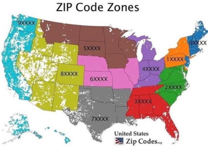 Useful Charts A map of 10 zip code zones in the USA 