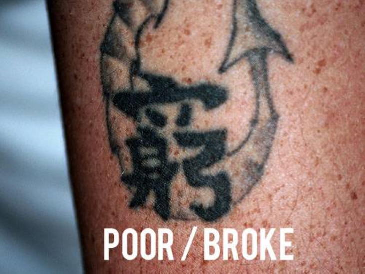 Tattoo Translation Fails poor/ broke