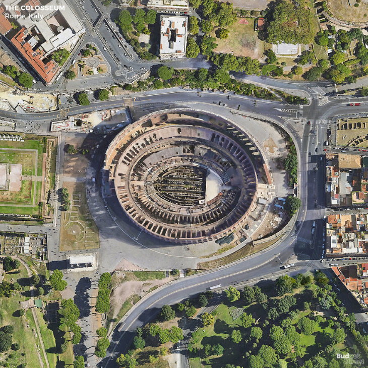 Famous Landmarks From Above by Budget Direct  The Colosseum in Rome, Italy