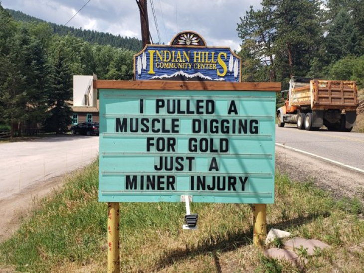 Indian Hills Community Center Signs miner injury