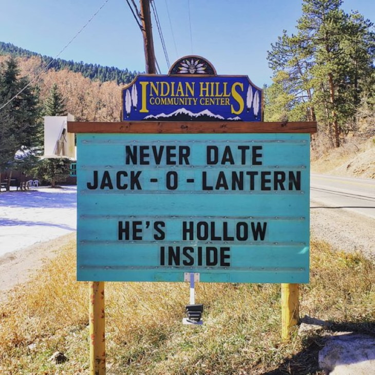 Indian Hills Community Center Signs jack-o-lantern