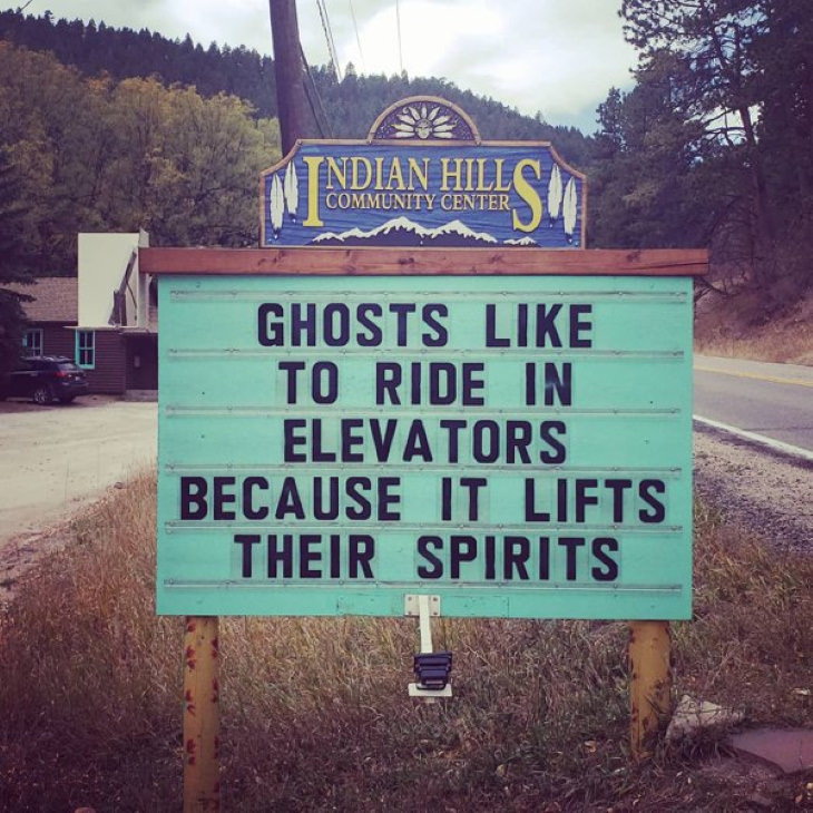 Indian Hills Community Center Signs ghosts and elevators