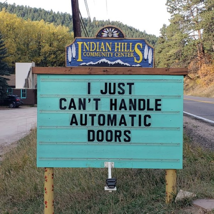 Indian Hills Community Center Signs automatic doors