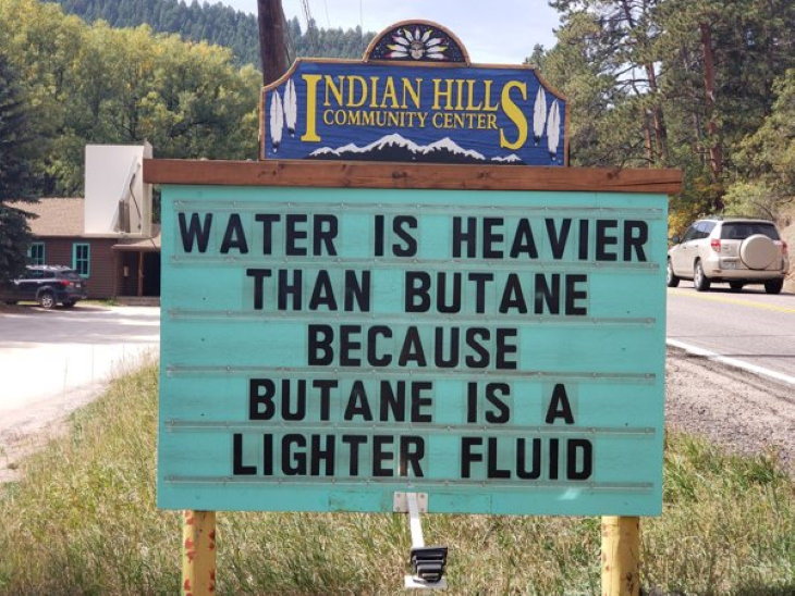 Indian Hills Community Center Signs butane