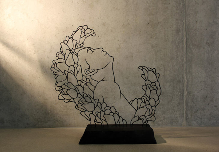 Stunning Wire Sculptures from 12 Different Artists,  Flora 1 by Gavin Worth