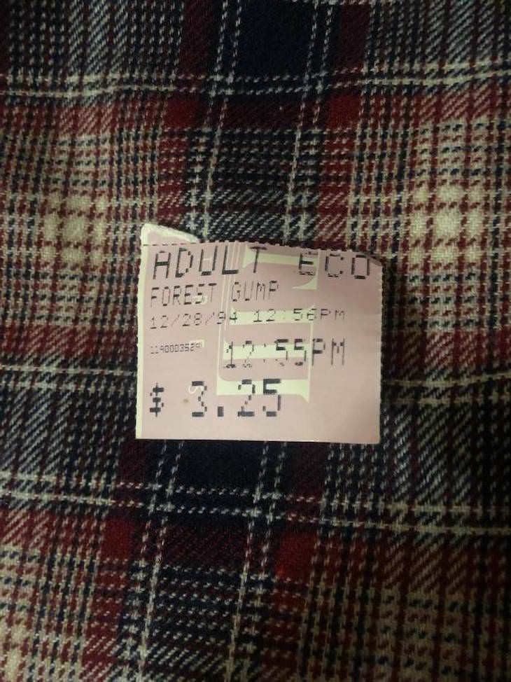 12 Cool Vintage Items Found by Chance, Forest Gump movie ticket