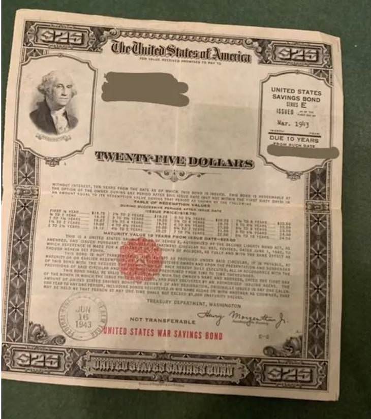 12 Cool Vintage Items Found by Chance, A war savings bond issued in 1943