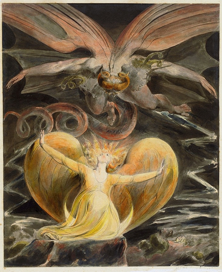 William Blake Paintings,  Red Dragon 