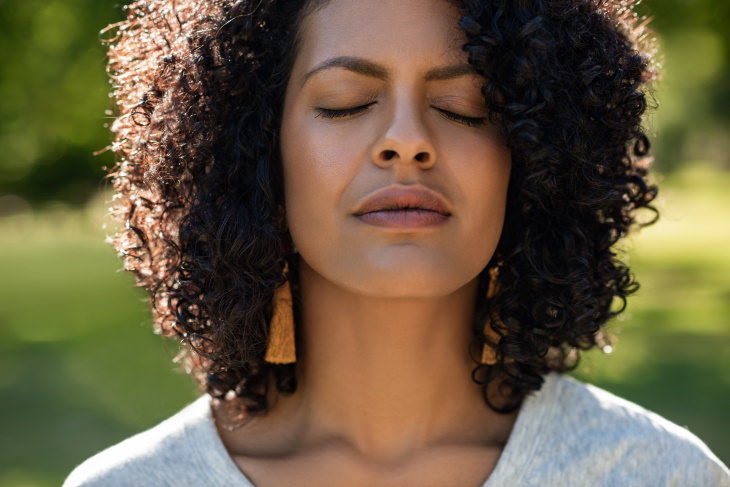 Eye Yoga woman with her eyes closed