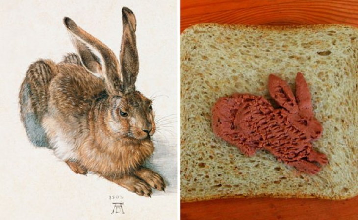 Sandwiches Inspired by Iconic Paintings Albrecht Dürer - 'Young Hare' (1502)