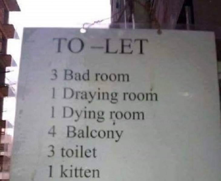 14 Funny Spelling Mistakes on Public Signs, to-let ad