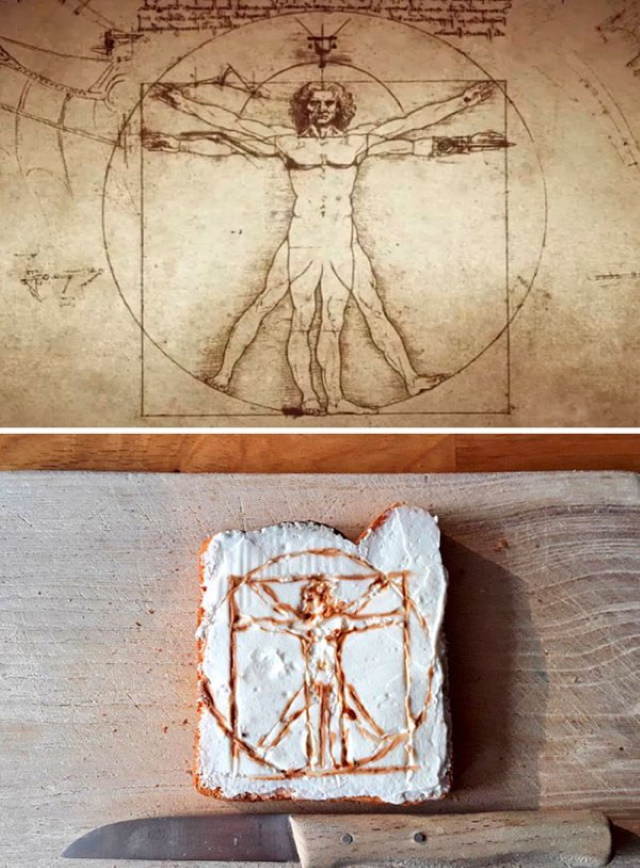 Sandwiches Inspired by Iconic Paintings Leonardo Da Vinci - 'Vitruvian Man' (1490)