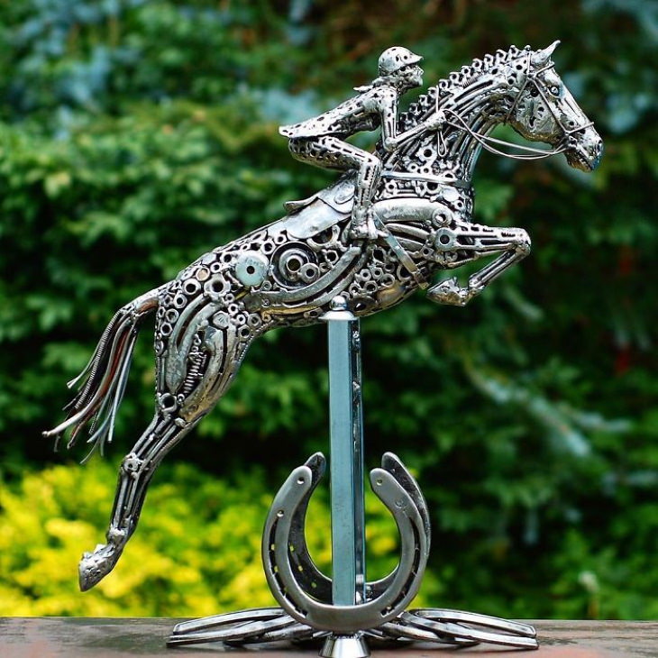 Brian Mock Metal Sculptures horse ride