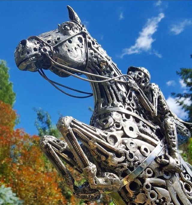 Brian Mock Metal Sculptures jockey 