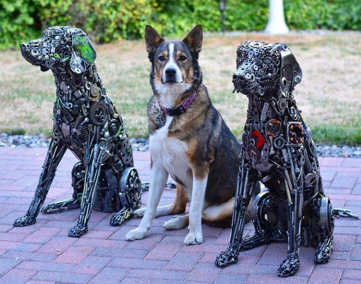 Brian Mock Metal Sculptures dogs