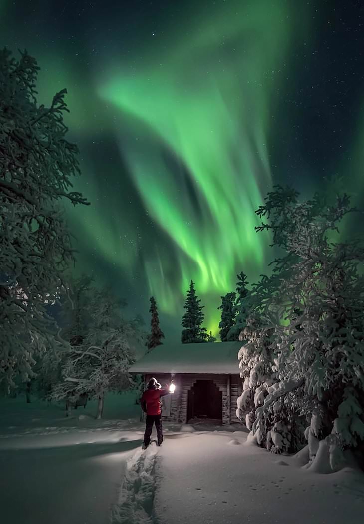 Best Northern Lights Photo of the Year shortlist, “Flames In The Sky” by Risto Leskinen