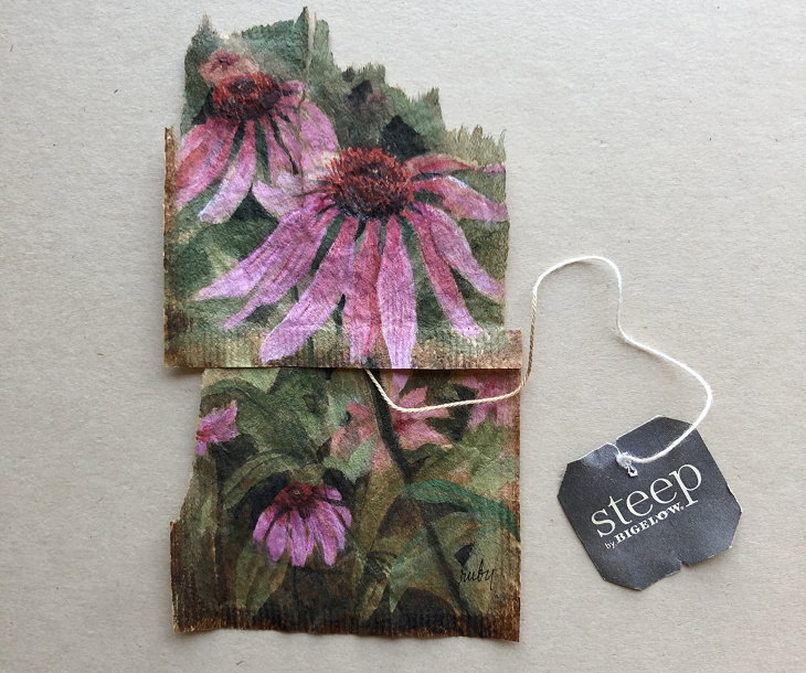 Teabag Art by Ruby Silvious, flowers