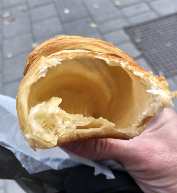 14 Hilariously Underwhelming Takeout Orders, hollow croissant