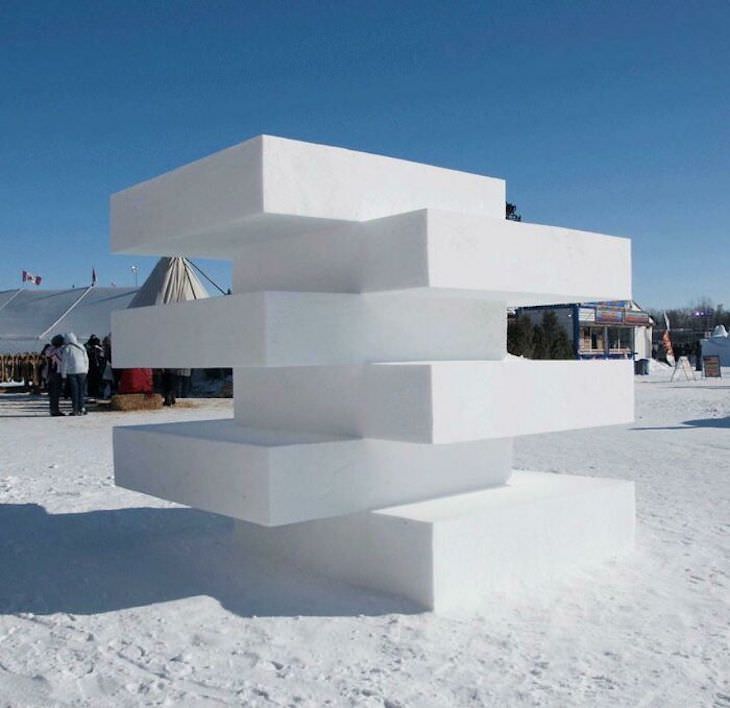 Stunning Accidental Snow Sculptures, Stacked slabs of snow