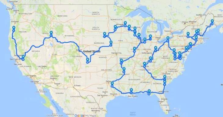 10 Informative and Fun Maps of the United States, road trip