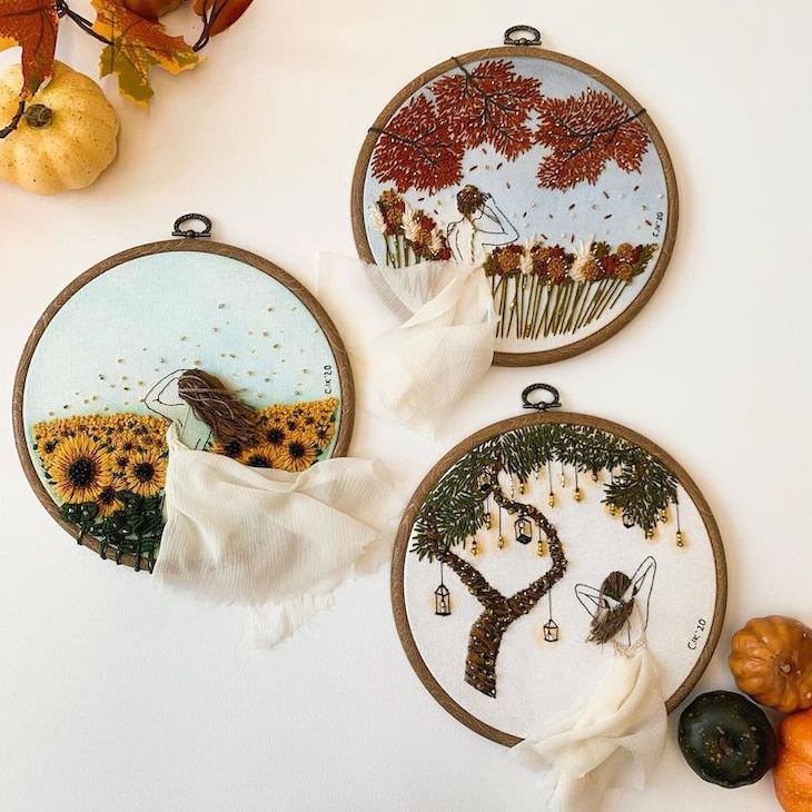 Creative Pieces of Embroidery by Current Artists, Seasonal 3D Embroidery 