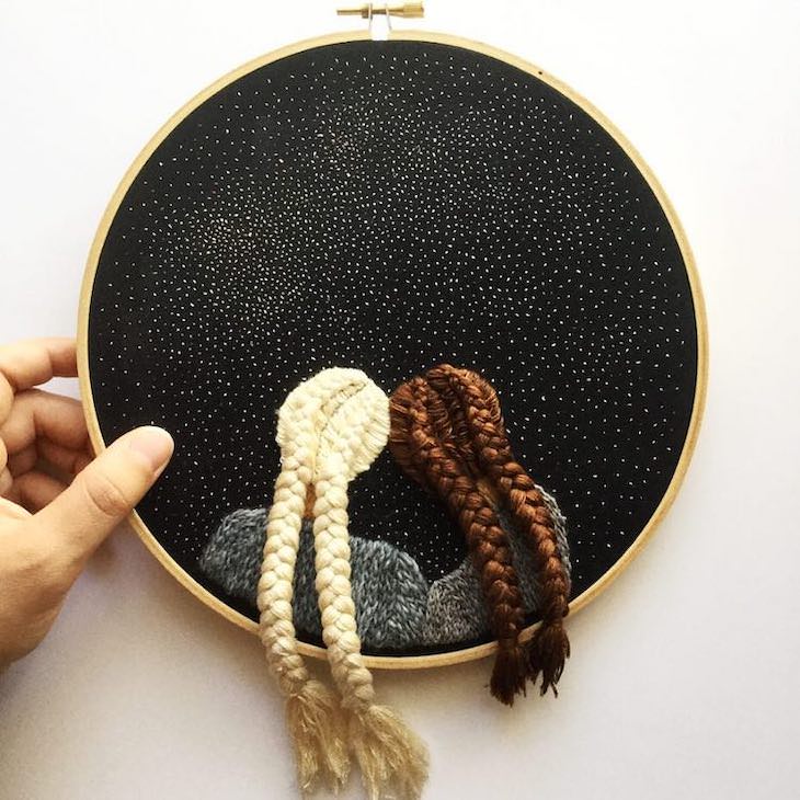 Creative Pieces of Embroidery by Current Artists, 3D Hair Embroidery